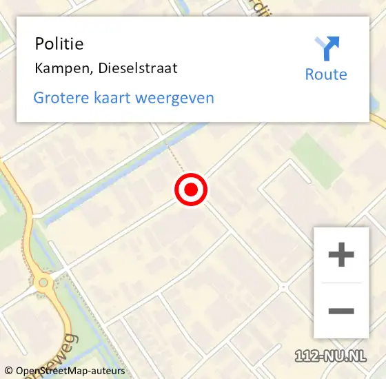 Locatie op kaart van de 112 melding: Politie Kampen, Dieselstraat op 3 september 2019 08:26