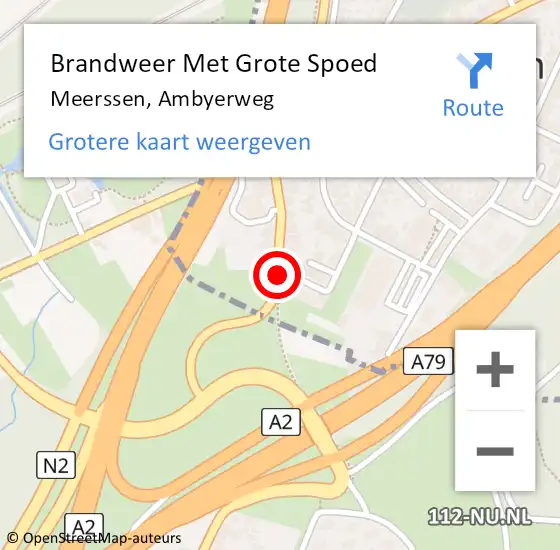 Locatie op kaart van de 112 melding: Brandweer Met Grote Spoed Naar Meerssen, Ambyerweg op 3 september 2019 08:32