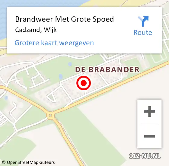 Locatie op kaart van de 112 melding: Brandweer Met Grote Spoed Naar Cadzand, Wijk op 3 september 2019 08:54