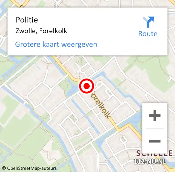 Locatie op kaart van de 112 melding: Politie Zwolle, Forelkolk op 3 september 2019 08:59