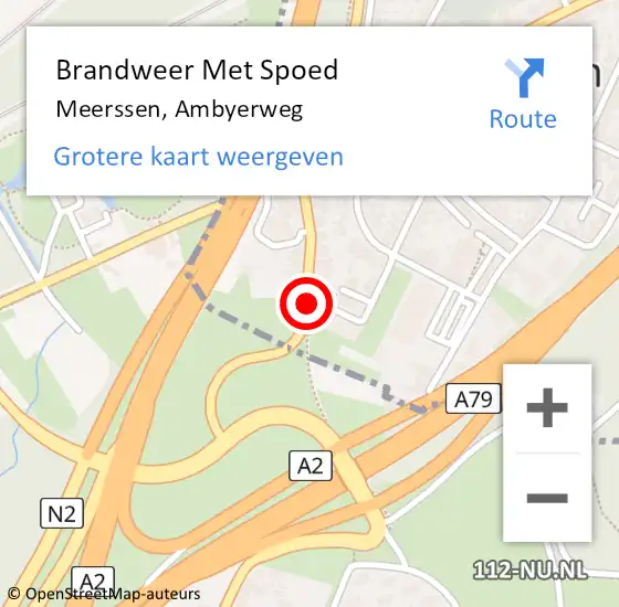 Locatie op kaart van de 112 melding: Brandweer Met Spoed Naar Meerssen, Ambyerweg op 3 september 2019 09:03