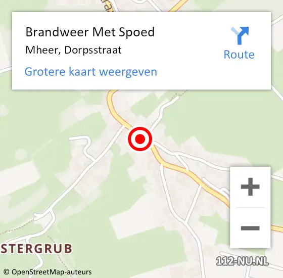 Locatie op kaart van de 112 melding: Brandweer Met Spoed Naar Mheer, Dorpsstraat op 3 september 2019 09:04