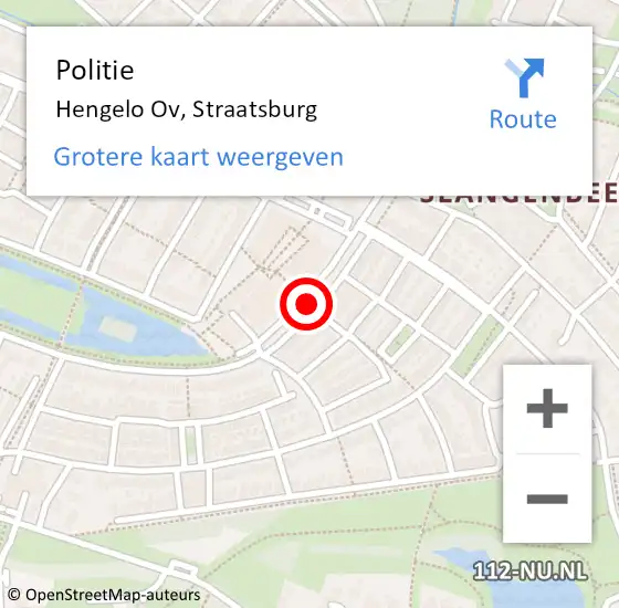 Locatie op kaart van de 112 melding: Politie Hengelo Ov, Straatsburg op 3 september 2019 09:14