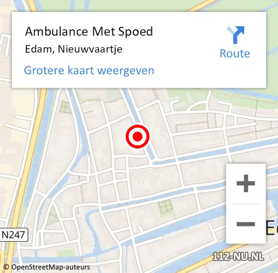 Locatie op kaart van de 112 melding: Ambulance Met Spoed Naar Edam, Nieuwvaartje op 3 september 2019 09:15