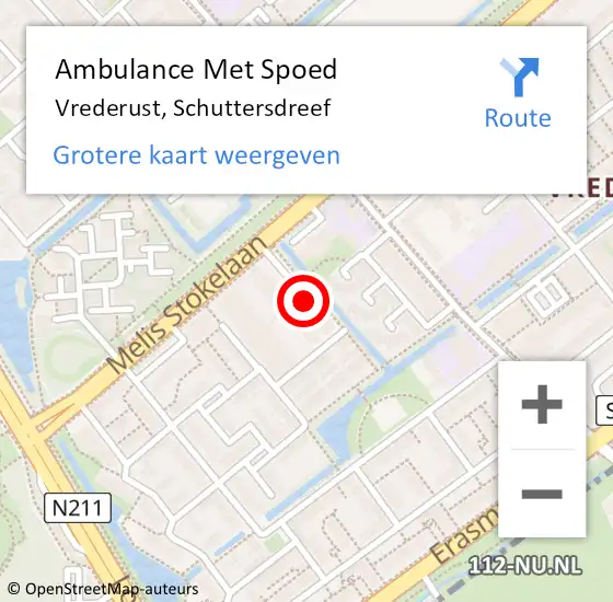 Locatie op kaart van de 112 melding: Ambulance Met Spoed Naar Vrederust, Schuttersdreef op 3 september 2019 09:24