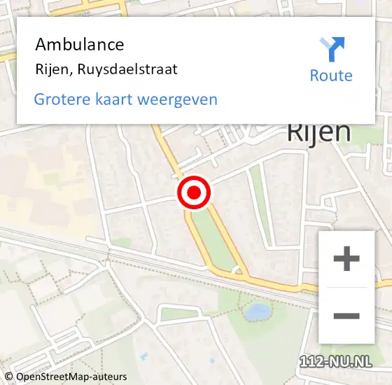 Locatie op kaart van de 112 melding: Ambulance Rijen, Ruysdaelstraat op 3 september 2019 09:41