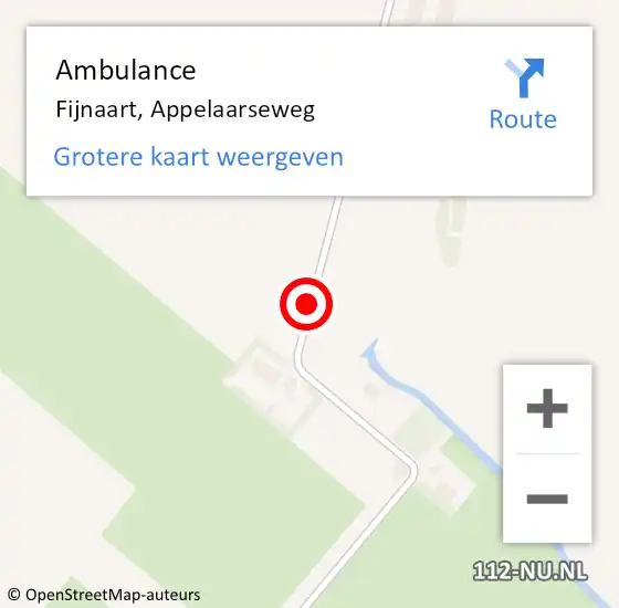 Locatie op kaart van de 112 melding: Ambulance Fijnaart, Appelaarseweg op 3 september 2019 09:42