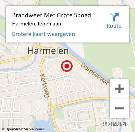 Locatie op kaart van de 112 melding: Brandweer Met Grote Spoed Naar Harmelen, Iepenlaan op 3 september 2019 11:43