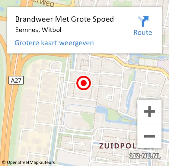 Locatie op kaart van de 112 melding: Brandweer Met Grote Spoed Naar Eemnes, Witbol op 3 september 2019 12:22