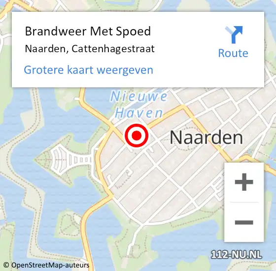 Locatie op kaart van de 112 melding: Brandweer Met Spoed Naar Naarden, Cattenhagestraat op 3 september 2019 12:24