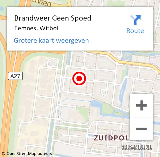 Locatie op kaart van de 112 melding: Brandweer Geen Spoed Naar Eemnes, Witbol op 3 september 2019 12:26