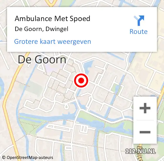 Locatie op kaart van de 112 melding: Ambulance Met Spoed Naar De Goorn, Dwingel op 3 september 2019 12:30