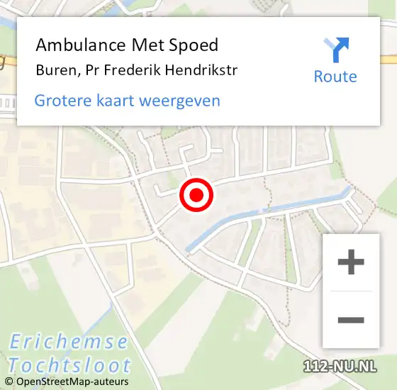 Locatie op kaart van de 112 melding: Ambulance Met Spoed Naar Buren, Pr Frederik Hendrikstr op 3 september 2019 12:34