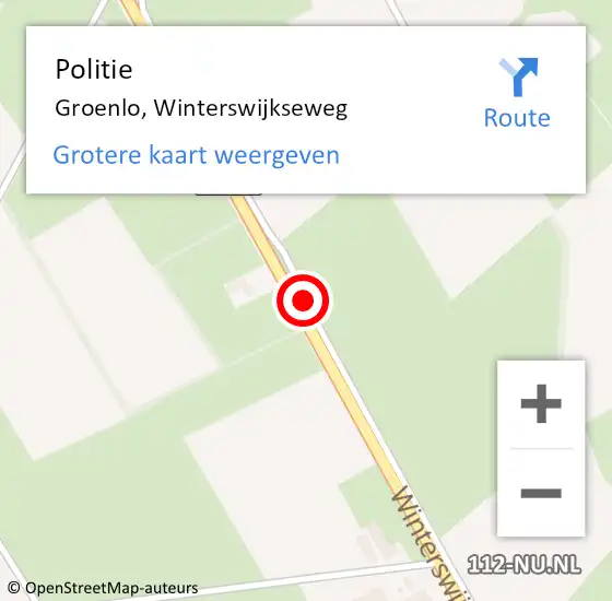 Locatie op kaart van de 112 melding: Politie Groenlo, Winterswijkseweg op 3 september 2019 12:45