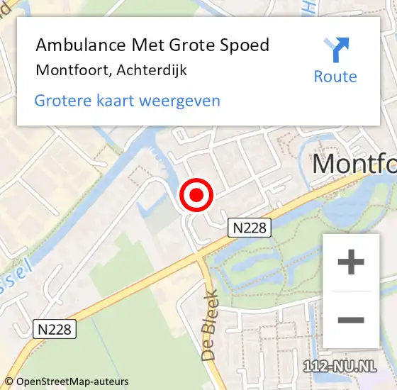 Locatie op kaart van de 112 melding: Ambulance Met Grote Spoed Naar Montfoort, Achterdijk op 12 april 2014 16:41