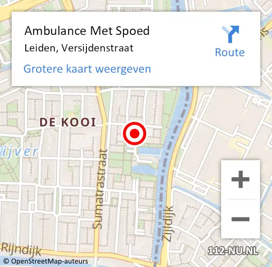 Locatie op kaart van de 112 melding: Ambulance Met Spoed Naar Leiden, Versijdenstraat op 3 september 2019 13:08