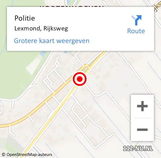 Locatie op kaart van de 112 melding: Politie Lexmond, Rijksweg op 3 september 2019 13:54