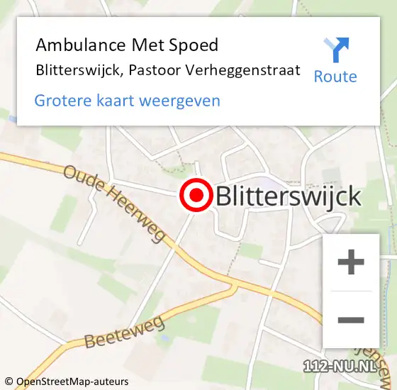 Locatie op kaart van de 112 melding: Ambulance Met Spoed Naar Blitterswijck, Pastoor Verheggenstraat op 12 april 2014 16:56