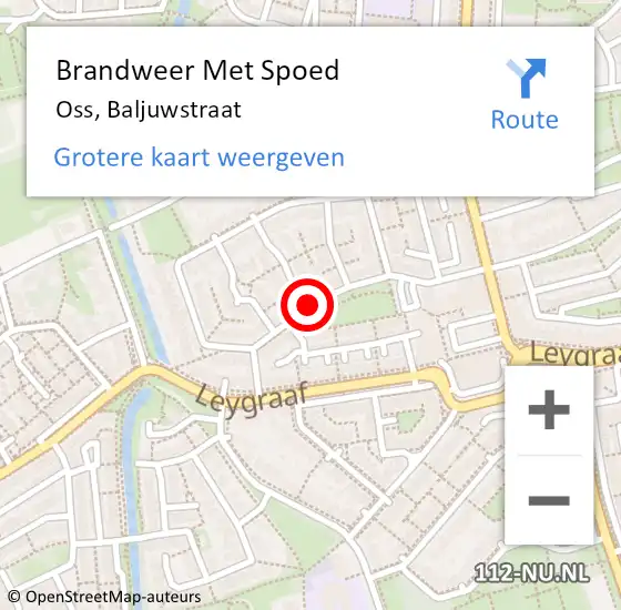 Locatie op kaart van de 112 melding: Brandweer Met Spoed Naar Oss, Baljuwstraat op 3 september 2019 16:24