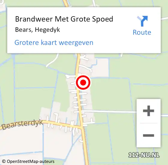 Locatie op kaart van de 112 melding: Brandweer Met Grote Spoed Naar Bears, Hegedyk op 12 april 2014 17:02