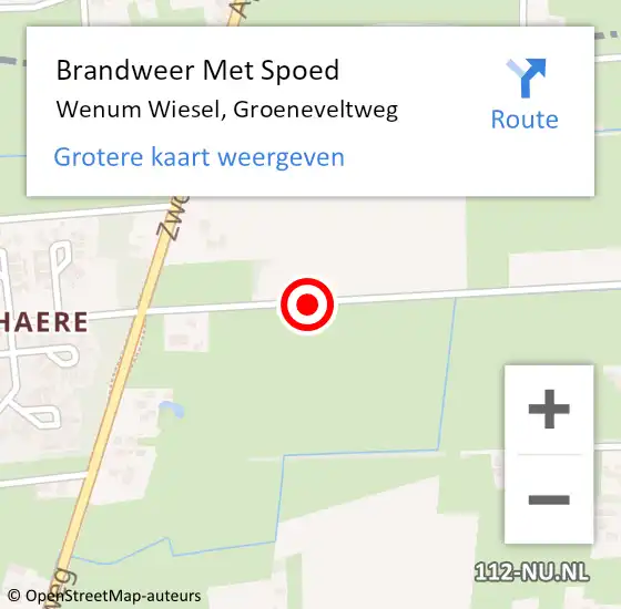 Locatie op kaart van de 112 melding: Brandweer Met Spoed Naar Wenum Wiesel, Groeneveltweg op 12 april 2014 17:07