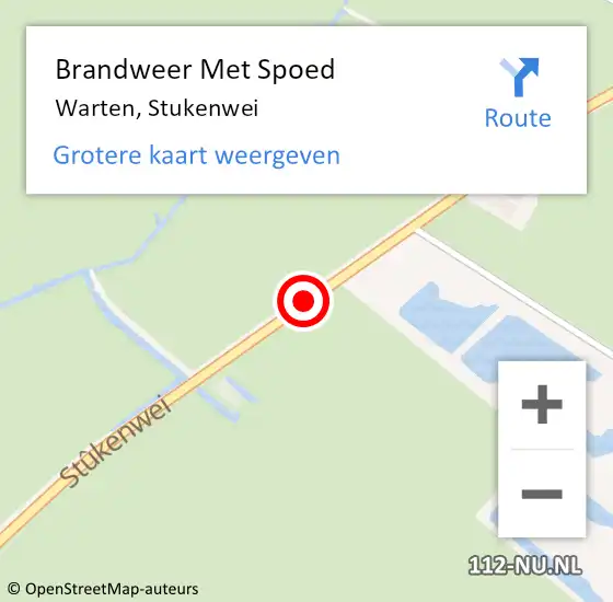 Locatie op kaart van de 112 melding: Brandweer Met Spoed Naar Warten, Stukenwei op 3 september 2019 18:03