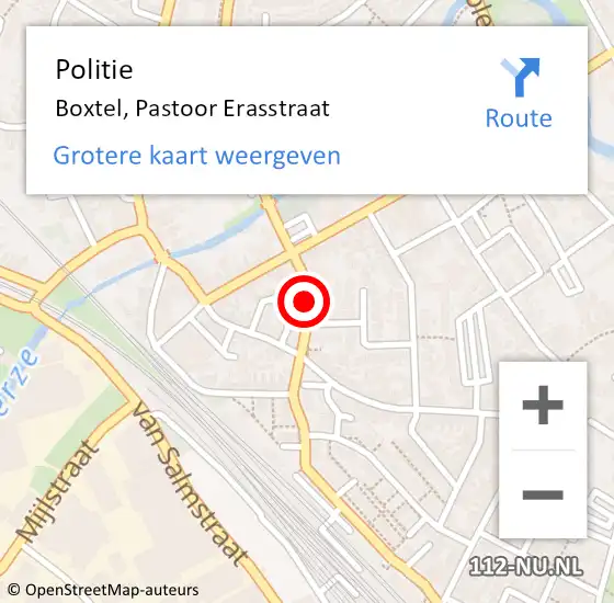 Locatie op kaart van de 112 melding: Politie Boxtel, Pastoor Erasstraat op 3 september 2019 20:32