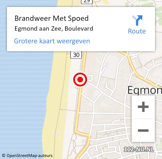 Locatie op kaart van de 112 melding: Brandweer Met Spoed Naar Egmond aan Zee, Boulevard op 3 september 2019 21:03