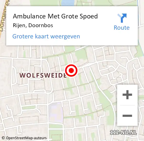 Locatie op kaart van de 112 melding: Ambulance Met Grote Spoed Naar Rijen, Doornbos op 3 september 2019 21:23