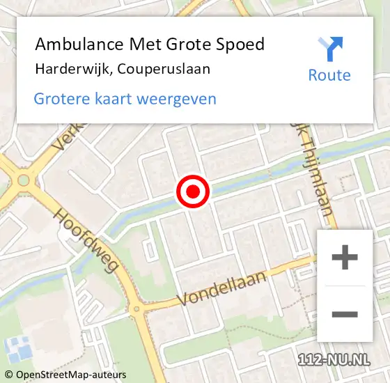 Locatie op kaart van de 112 melding: Ambulance Met Grote Spoed Naar Harderwijk, Couperuslaan op 3 september 2019 21:33