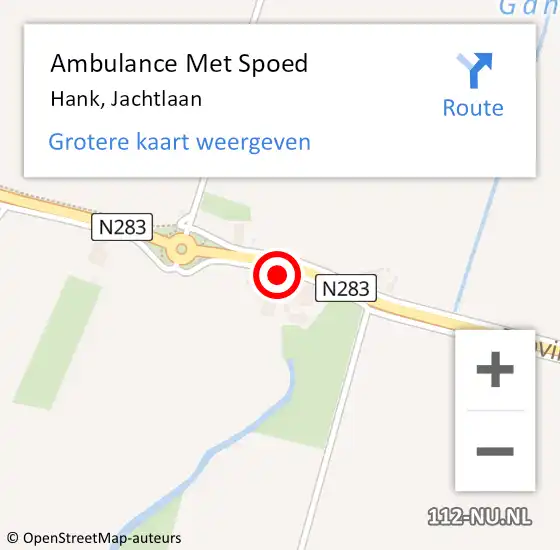 Locatie op kaart van de 112 melding: Ambulance Met Spoed Naar Hank, Jachtlaan op 4 september 2019 00:22