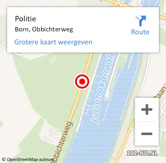 Locatie op kaart van de 112 melding: Politie Born, Obbichterweg op 12 april 2014 17:33