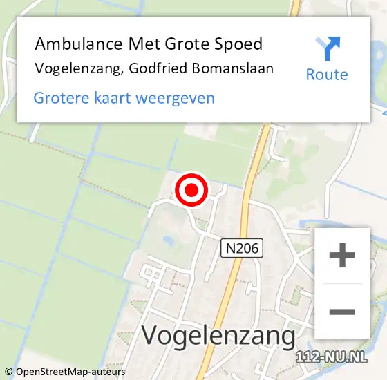 Locatie op kaart van de 112 melding: Ambulance Met Grote Spoed Naar Vogelenzang, Godfried Bomanslaan op 4 september 2019 09:18