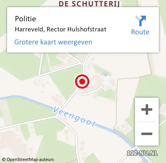 Locatie op kaart van de 112 melding: Politie Harreveld, Rector Hulshofstraat op 4 september 2019 10:39