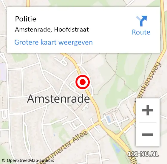 Locatie op kaart van de 112 melding: Politie Amstenrade, Hoofdstraat op 4 september 2019 11:37