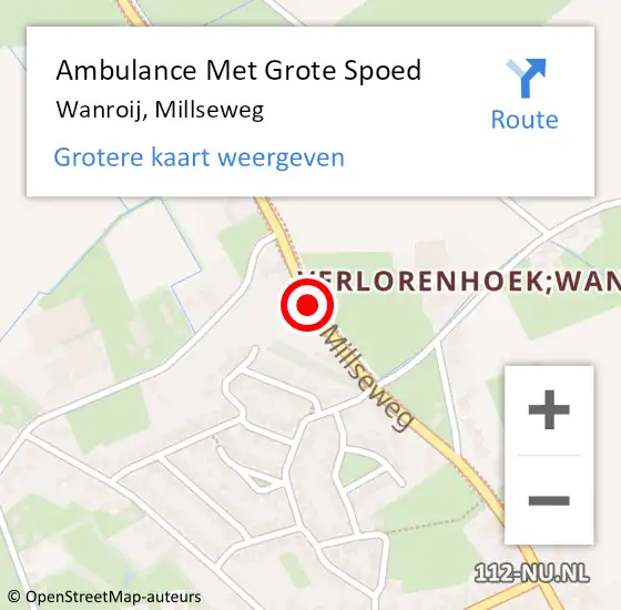 Locatie op kaart van de 112 melding: Ambulance Met Grote Spoed Naar Wanroij, Millseweg op 4 september 2019 11:52