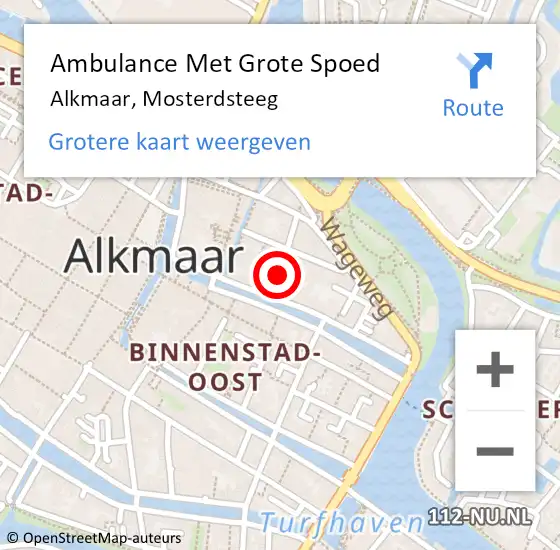 Locatie op kaart van de 112 melding: Ambulance Met Grote Spoed Naar Alkmaar, Mosterdsteeg op 4 september 2019 12:52