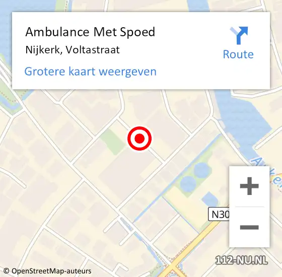 Locatie op kaart van de 112 melding: Ambulance Met Spoed Naar Nijkerk, Voltastraat op 4 september 2019 13:09