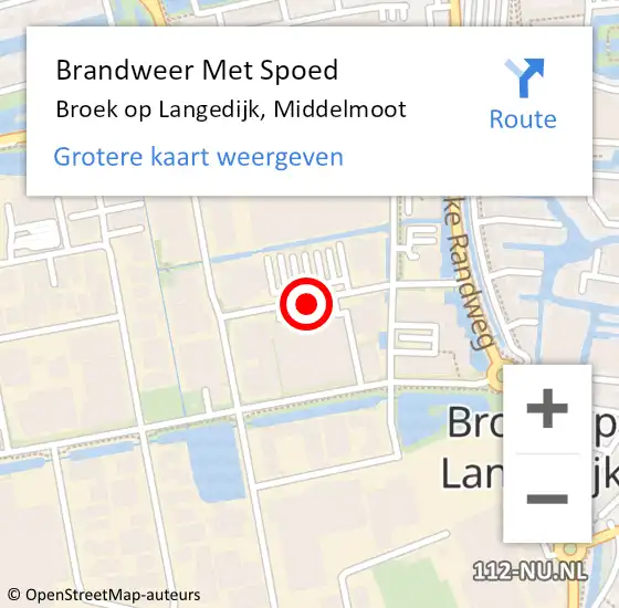 Locatie op kaart van de 112 melding: Brandweer Met Spoed Naar Broek op Langedijk, Middelmoot op 4 september 2019 13:44