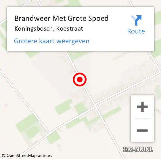 Locatie op kaart van de 112 melding: Brandweer Met Grote Spoed Naar Koningsbosch, Koestraat op 4 september 2019 14:43