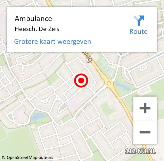 Locatie op kaart van de 112 melding: Ambulance Heesch, De Zeis op 4 september 2019 15:55