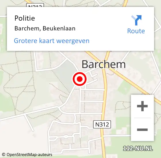 Locatie op kaart van de 112 melding: Politie Barchem, Beukenlaan op 4 september 2019 16:13