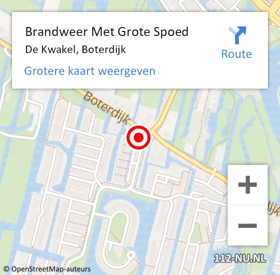 Locatie op kaart van de 112 melding: Brandweer Met Grote Spoed Naar De Kwakel, Boterdijk op 4 september 2019 16:28