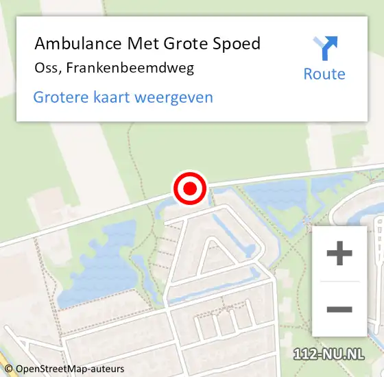 Locatie op kaart van de 112 melding: Ambulance Met Grote Spoed Naar Oss, Frankenbeemdweg op 4 september 2019 16:28