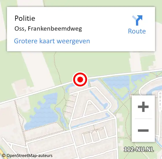 Locatie op kaart van de 112 melding: Politie Oss, Frankenbeemdweg op 4 september 2019 16:47