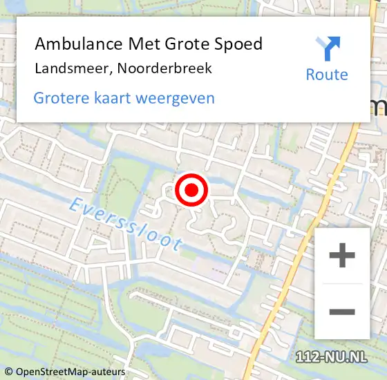 Locatie op kaart van de 112 melding: Ambulance Met Grote Spoed Naar Landsmeer, Noorderbreek op 4 september 2019 17:09