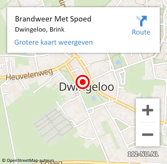 Locatie op kaart van de 112 melding: Brandweer Met Spoed Naar Dwingeloo, Brink op 4 september 2019 17:09