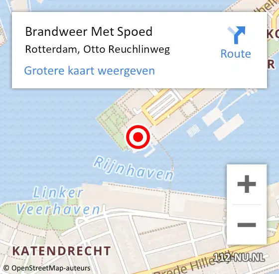 Locatie op kaart van de 112 melding: Brandweer Met Spoed Naar Rotterdam, Otto Reuchlinweg op 4 september 2019 17:11