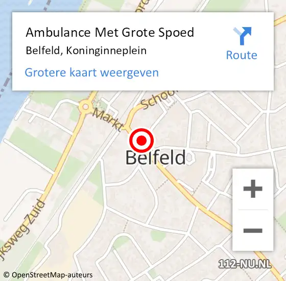 Locatie op kaart van de 112 melding: Ambulance Met Grote Spoed Naar Belfeld, Koninginneplein op 4 september 2019 17:14