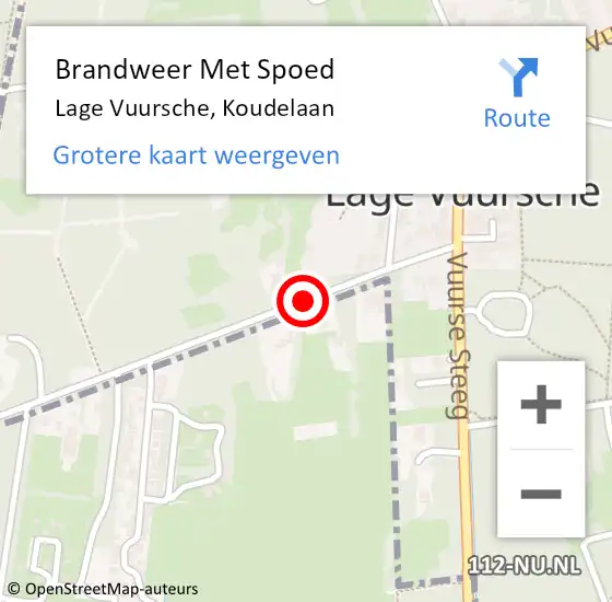 Locatie op kaart van de 112 melding: Brandweer Met Spoed Naar Lage Vuursche, Koudelaan op 4 september 2019 17:29